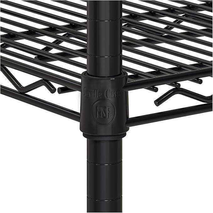 Seville Classics UltraDurable Heavy Duty NSF Solid Steel Wire Rack Storage Unit, Organizer for Garage, Warehouse, Office, Restaurant, Classroom, Kitchen, Black, 5-Tier Shelving, 60