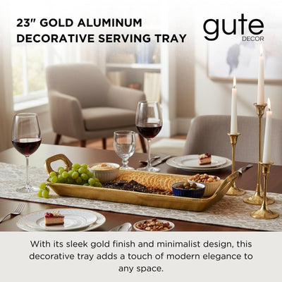 Large Brass Gold Decorative Tray with Handles, 24