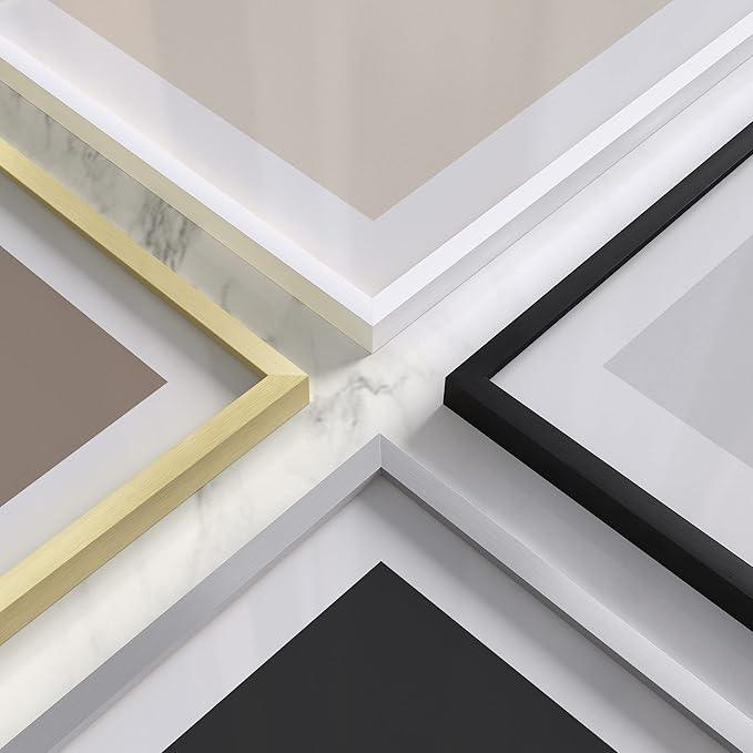 HAUS AND HUES 20x20 White Metal Picture Frames Matted to 16x16 - Features Premium Aluminum & Hanging Hardware, Shatterproof Plexiglass - Ideal for Home, Room, Office (20x20 in, White, Set of 3)