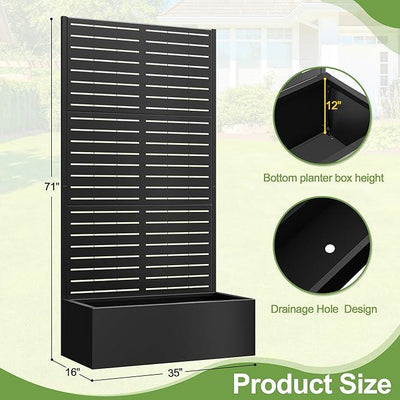 Trellis for Climbing Plants Outdoor，Mental Garden Bed with Drainage Holes Outdoor Privacy Screen Design Tall planters for herb Flower Vegetables 73