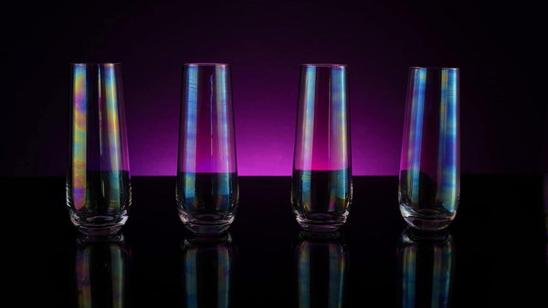 Iridescent Luster Pearl Radiance Set of 4 Wine Glasses 10oz - Radiant and Nostalgic Large Red or White Wine Glass, Entertaining An Ethereal Experience