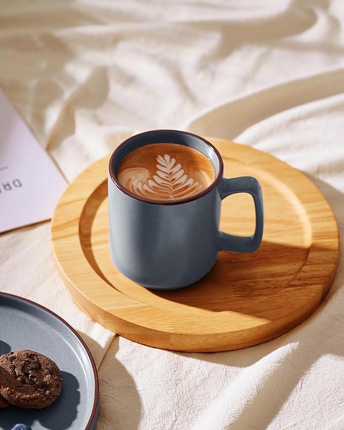 famiware Coffee Mugs Set of 6, Nebula 14oz Coffee Mugs, Ceramic Cup Set with Handle for Latte, Tea, Milk, Cappuccino, Cocoa, Charcoal