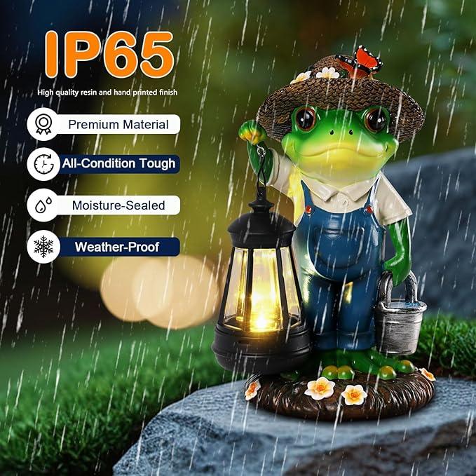 Solar Garden Decor - Frog Statues with Lantern 9
