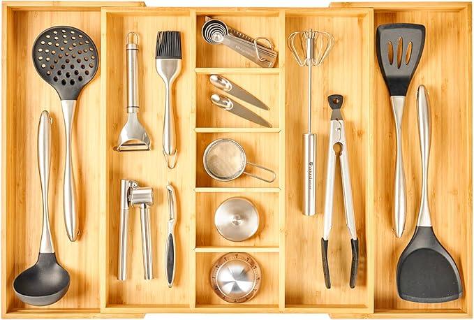 Umilife Extra Large Expandable Kitchen Drawer Organizer for Utensil and Junk, 19