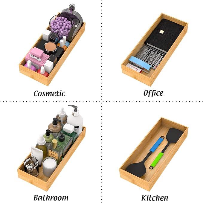 Bathroom Vanity Tray Organizer Bamboo, Small Wood Tray for Bathroom Counter Kicthen Drawer, Rectangular Toilet Paper Storage Basket Box, Guest Sink Tray Decor, Bathroom Accessories 15
