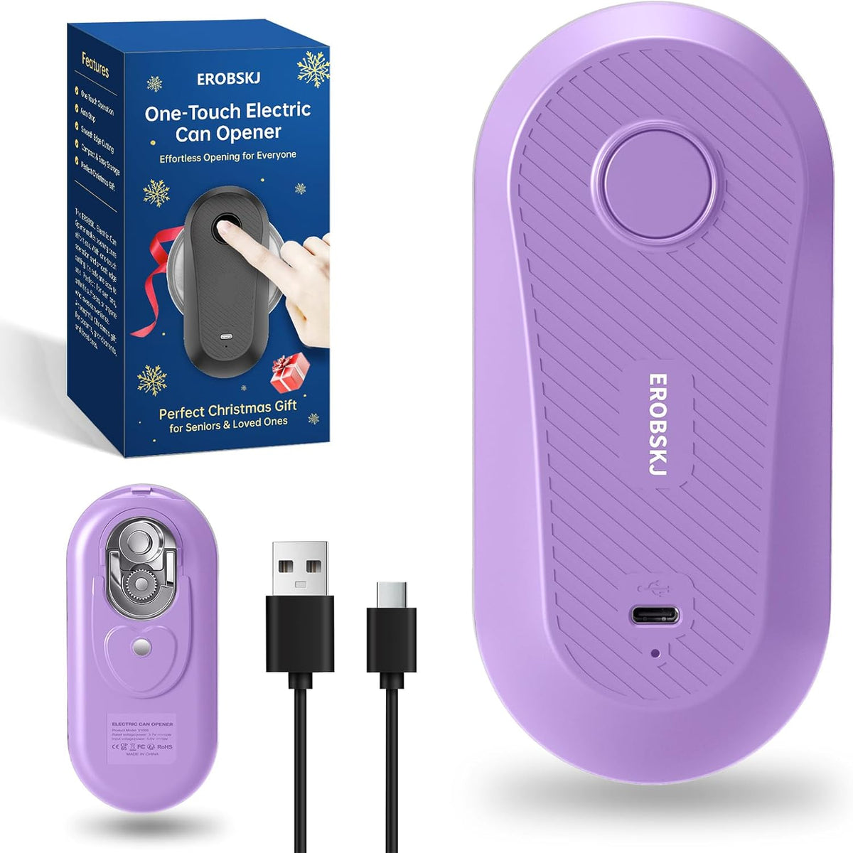 Rechargeable Electric Can Opener for Seniors & Arthritis | One-Touch Hands-Free Smooth Edge Can Opener, USB-C, Compact Kitchen Gadget