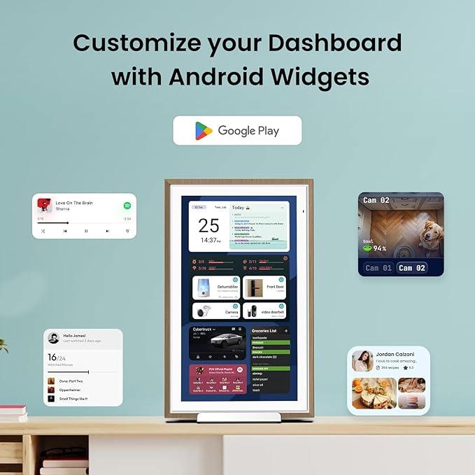 ApoloSign 15.6-inch Digital Calendar: Dual Mode Calendar with Google Play & Multi-calendar Sync, Electronic Planner & Chore Chart, Smart Touchscreen, Interactive Display for Family Schedules (Teak, 15.6