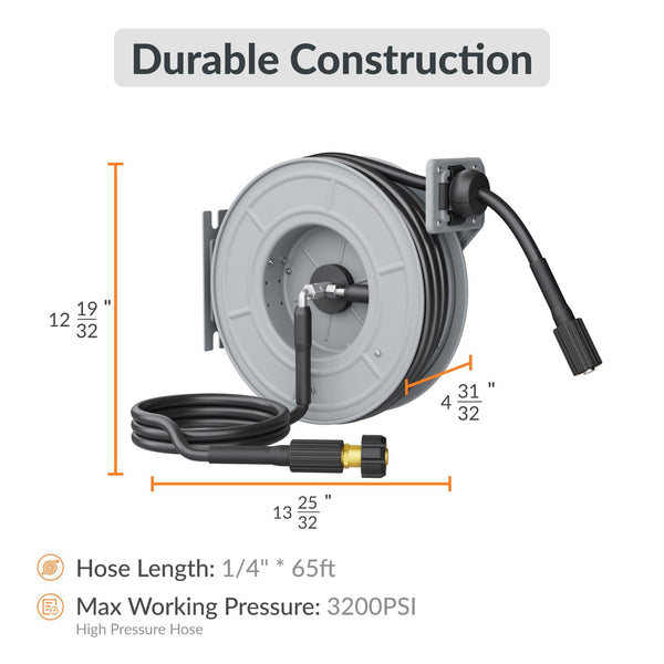 Retractable Pressure Hose Reel - 1/4in
