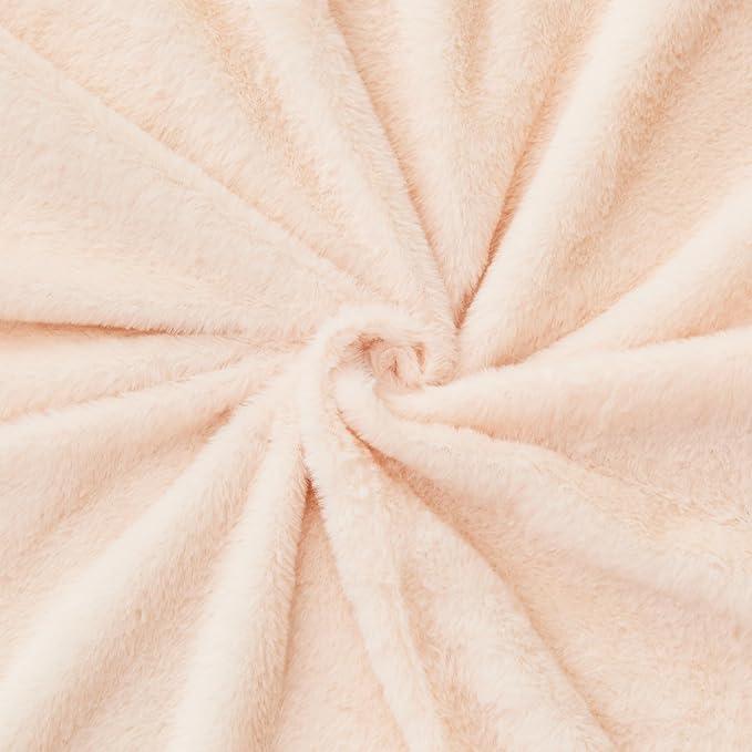 RYNGHIPY Faux Rabbit Fur Bed Throws Fluffy Warm Throw Blanket for Sofa Couch Soft Plush Decorative Blanket Thick and Heavy Cute Bubble Furry Blanket (Light Tan, 51''x63'')