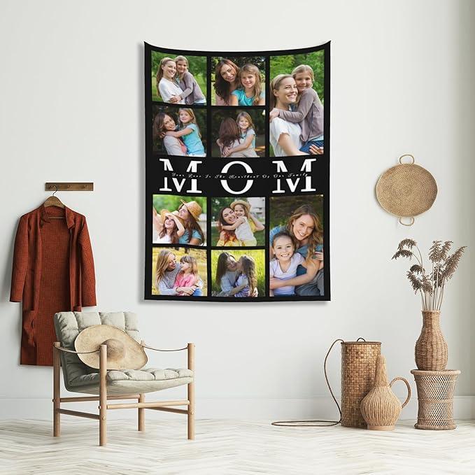 Custom Tapestry For Wall Bedroom Custom Backdrop Personalized Image Text Photo Customized Funny Tapestry Banners And Signs Mother's Day Vertical Tapestrys