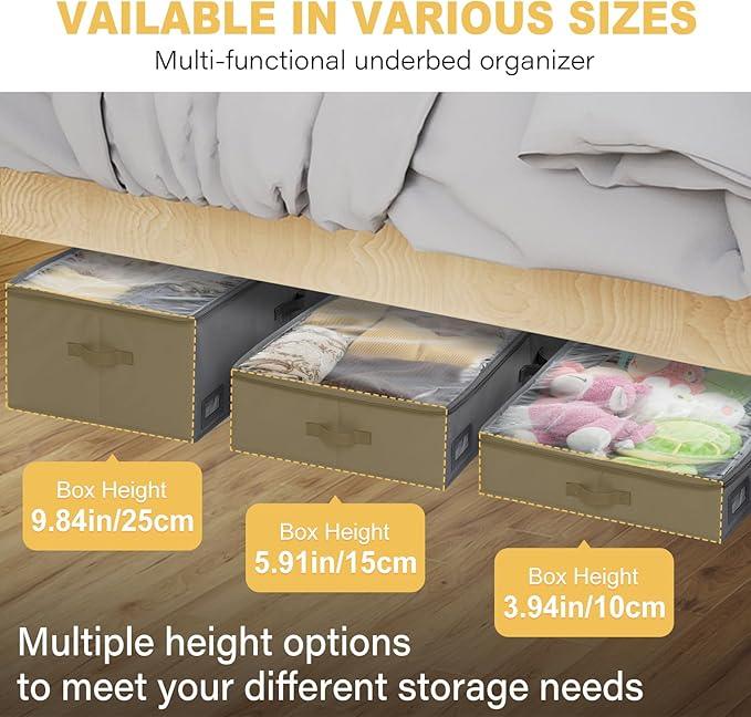 4-Inch Under Bed Storage Containers, Low Profile UnderBed Storage Organizer, Under Crib/Couch Storage Box for Seasonal Clothing, Sweaters, Shoes, Blankets, Wrapping Paper, Sheets & Toys 33