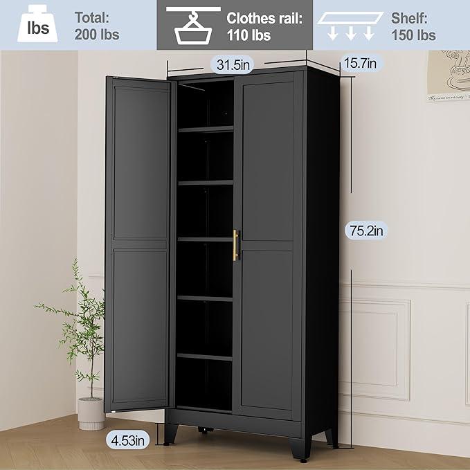 Black Metal Storage Cabinet,75