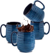 Hasense Coffee Mug Set of 4, 12 Ounce Ceramic Coffee Cups with Handle, Large Mug Set for Coffee, Tea, Chocolate, Modern Mug Gift for Men and women, Dishwasher & Microwave Safe(Blue)