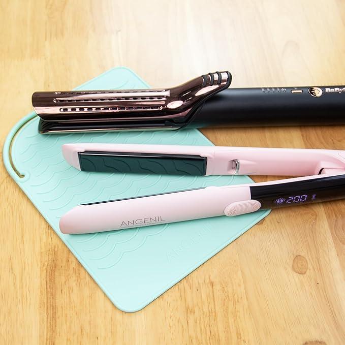 ANGENIL Heat Resistant Silicone Mat Suitable for Curling Iron, Flat Iron, Hot Tools,Safe and Heat-Resistant, Food Grade Silicone (9 