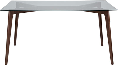 Delacora Parkside 59in Wide Dining Table with Clear Glass Top