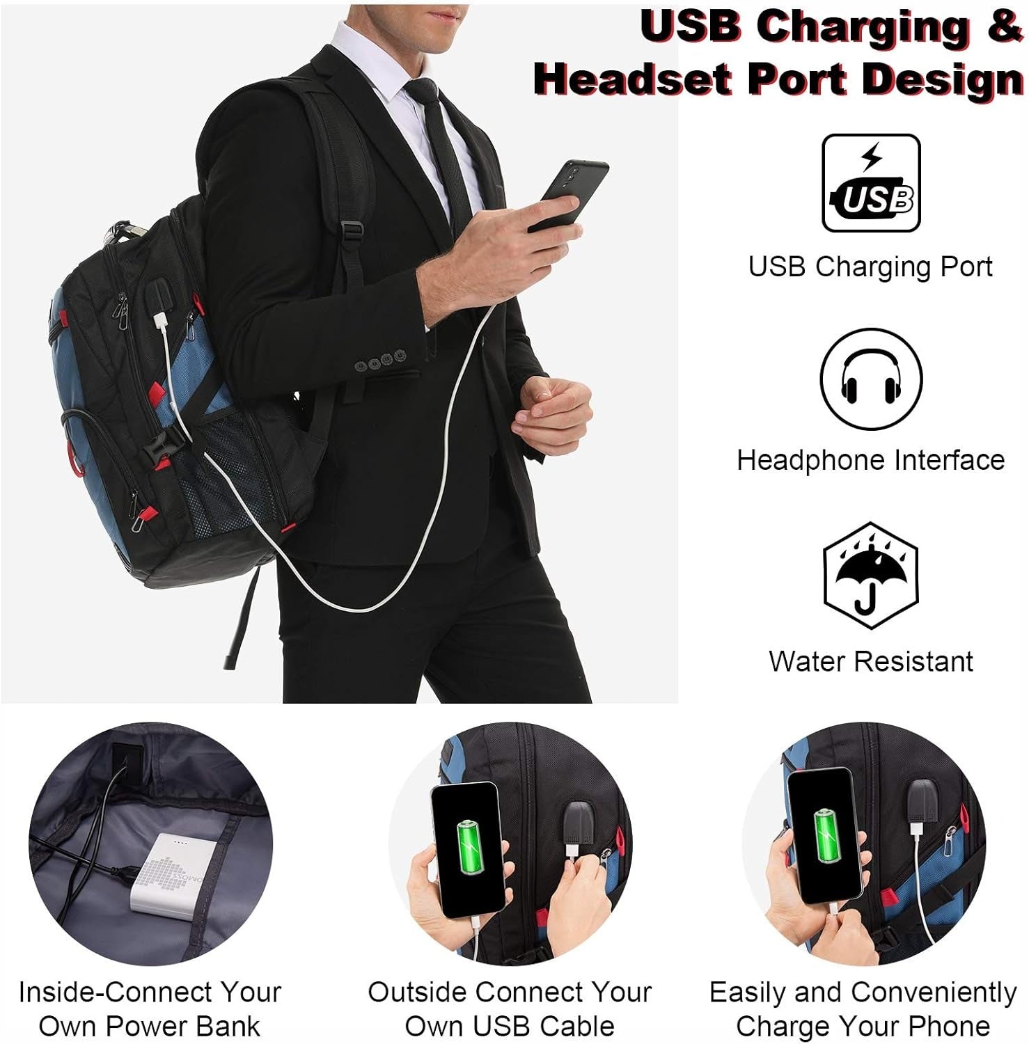 The Quinox™ Platinum Backpack by Camel Mountain – 40L & 45L, Fits 16
