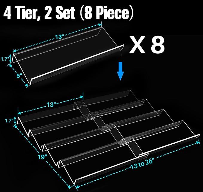 Antimbee Spice Drawer Organizer, 4 Tier- 8 Pack Kitchen Spice Rack Tray for Drawer, Expandable From 13