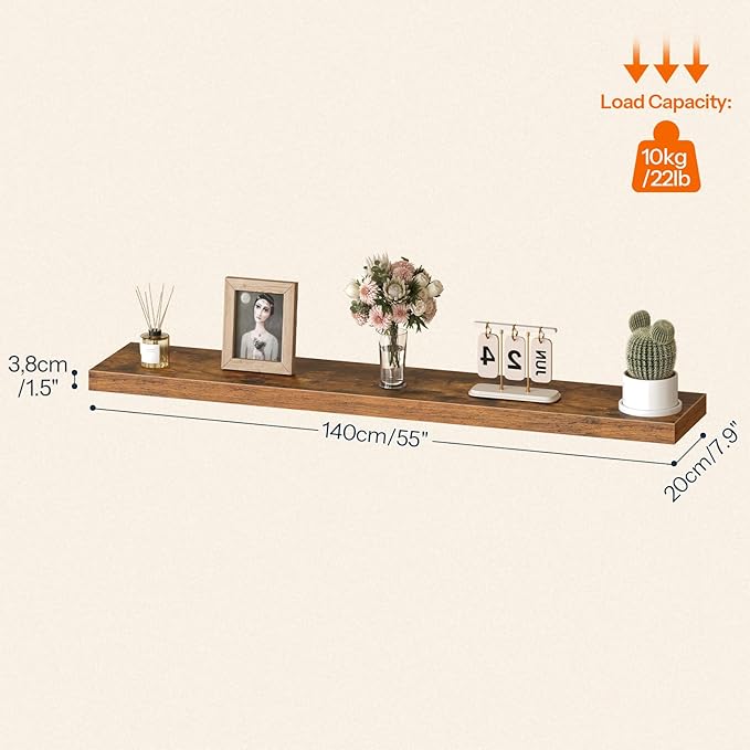 HOOBRO Floating Shelves for Wall, Wall Mounted Shelf Set of 2, 55