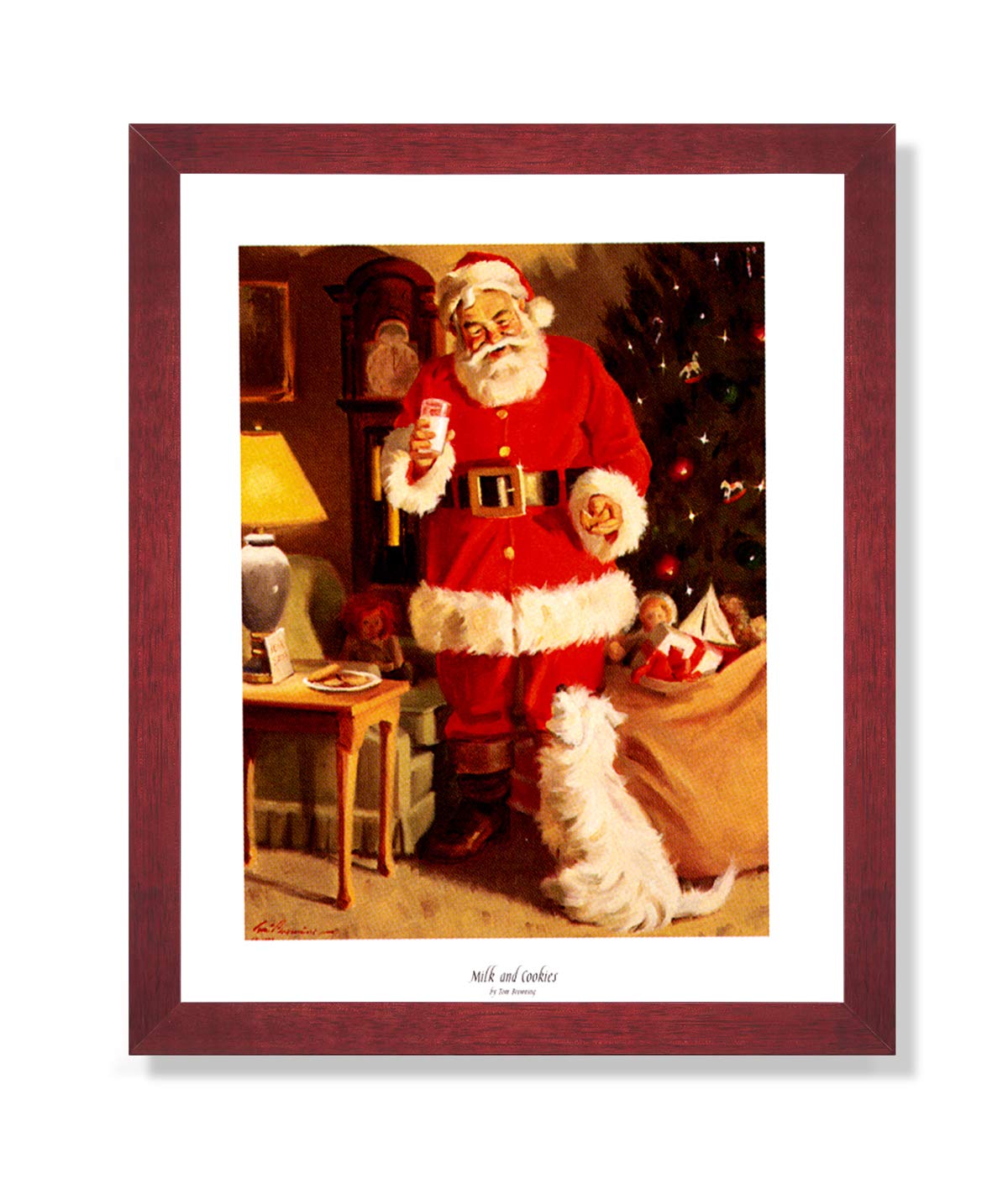 Christmas Art Print - Framed Wall Art 16x20 With Cherry Wood Frame & Protective Glass