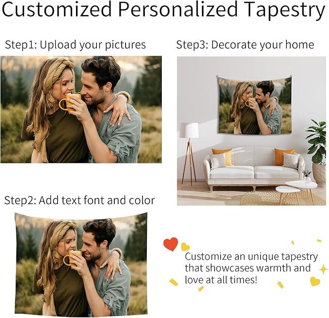 Custom Tapestry For Wall Bedroom Custom Backdrop Personalized Image Text Photo Customized Funny Tapestry Banners And Signs Multiple Pictures Horizontal Tapestrys