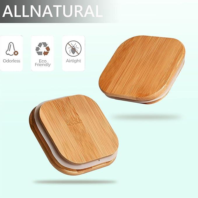 Square Glass Jars Canister with Wood Lid 50 FL OZ [Set of 3], Container Jar with Sealing, Lids for Oat Pasta Flour Cereal Rice Sugar Tea Coffee Beans, Best for Kitchen & Pantry