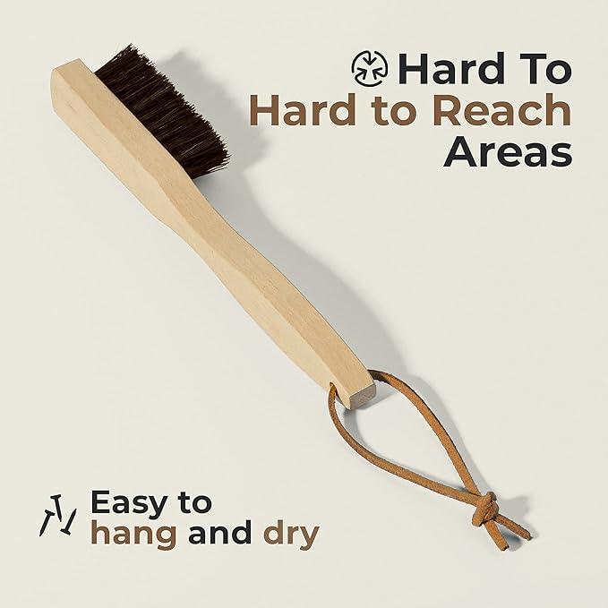 Premium Stain Removal Brush - Small Wood Stain Remover for Scrubbing Stains from Furniture, Fabric, Leather - Soft Bristle Cleaning Brush - Easy Grip Handle - Portable Clothing Stain Remover Brush