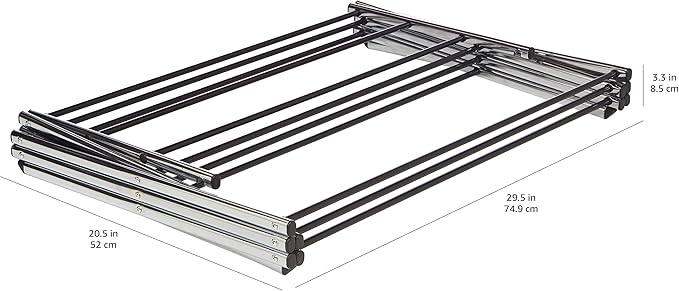 Amazon Basics Foldable Portable Laundry Drying Rack for Indoor Air Drying Clothing, 14.5 x 29.5 x 41.8 inches (LxWxH), Chrome Silver