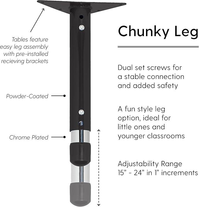 FDP Rectangle Activity School and Kids Classroom Table (24 x 48 inch), Toddler Legs, Adjustable Height 15-24 inches - Maple Top and Maple Edge