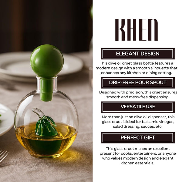 Premium Italian Design Oil Dispenser – 10oz Borosilicate Glass Carafe