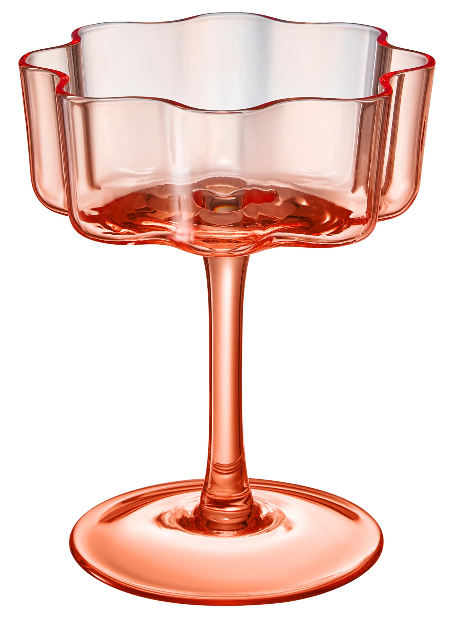 Flower Wave Coupe Cocktail Colored Glasses | Set of 5 | Fall/Holiday Colors