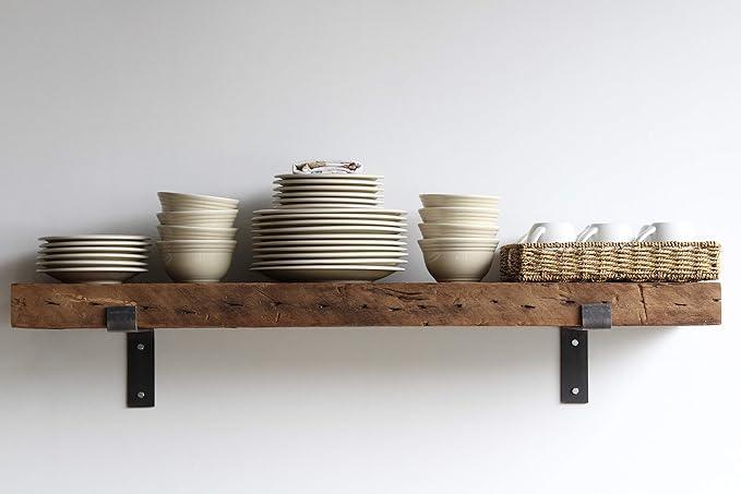 Urban Legacy Reclaimed Barn Beam Deep Shelves | Deep Shelves with Brackets Included, Set of 2 | (Natural Full Profile Bracket, 48
