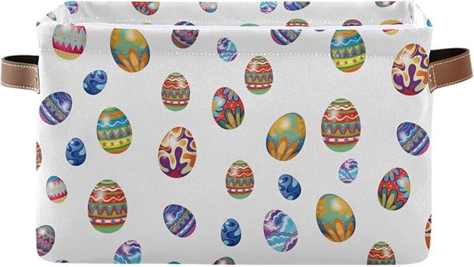 Easter Storage Basket Cube Storage Bins Organizer Bag Collapsible Closet Shelf Baskets with handle for Baby Cloth Pet Toy Book 14.2×10.2×8.3 IN