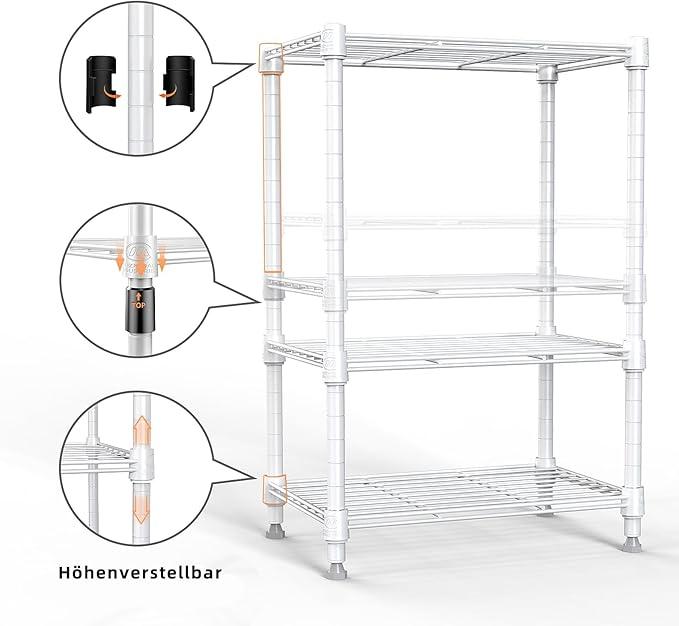 450 lbs Wire Storage Shelving 3-Tier Utility Shelving Unit Steel Organizer Wire Rack for Home,Kitchen,Office,White (11.8