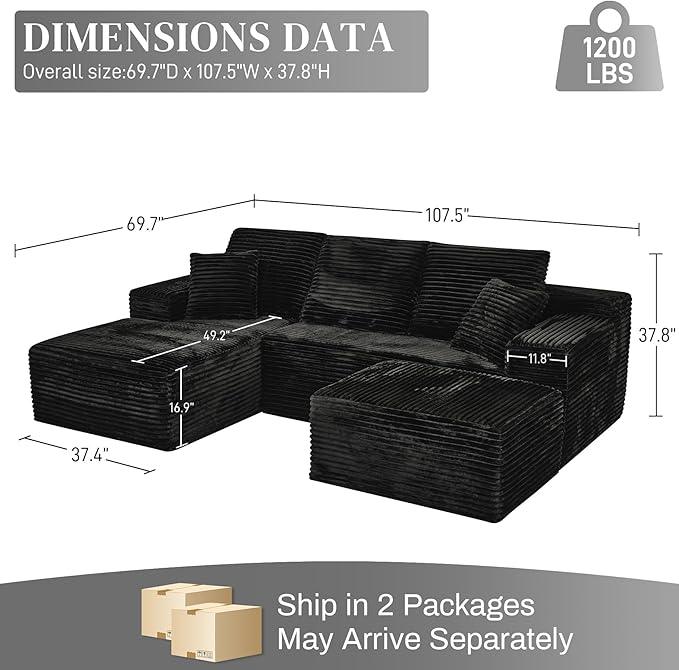 Modular Sectional Sofa Cloud Sectional Couch, 107
