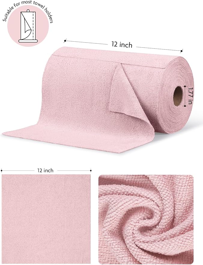 Fantasticlean Microfiber Cleaning Cloth Roll -75 Pack, Tear Away Microfiber Towels, 12