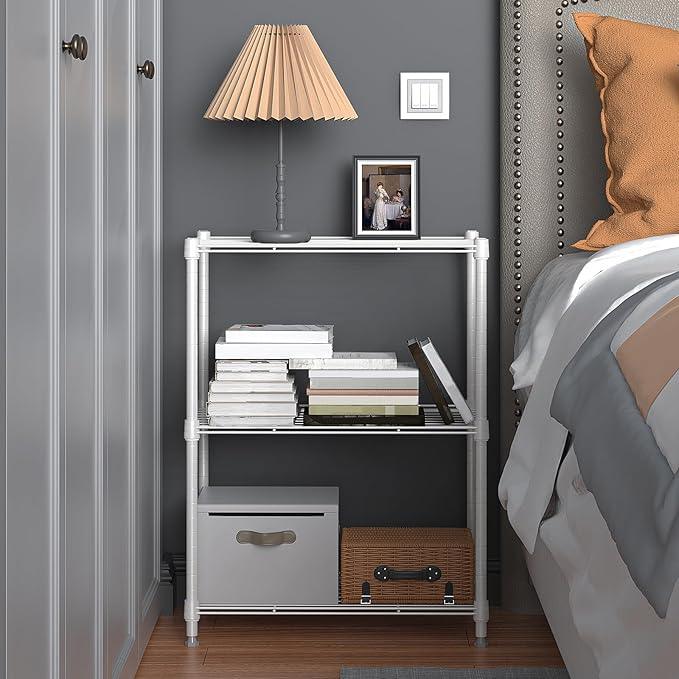 450 lbs Wire Storage Shelving 3-Tier Utility Shelving Unit Steel Organizer Wire Rack for Home,Kitchen,Office,White (11.8
