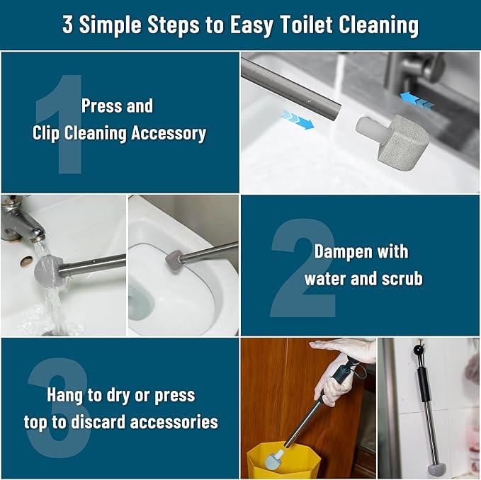 2025 New Pumice Toilet Cleaner 17inch with Handle - Toilet, Pool & Tub Hard Water Stain Remover (1handle+8pumice)