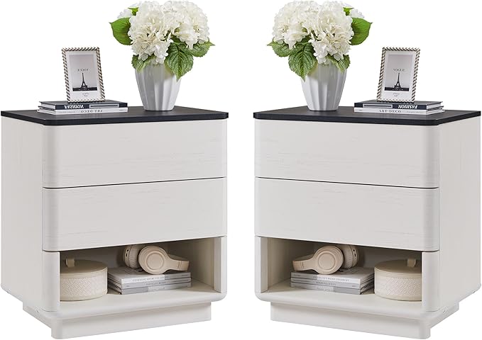 Nightstand Set of 2 with Charging Station, 22