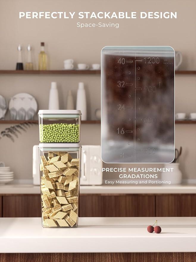 Pop Storage Set – 4 Pack Airtight Food-Grade Containers with Lids, BPA-Free, with Measurement Marks for Flour, Sugar, Pantry Organization