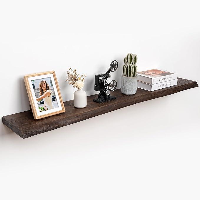 RICHFOCUS Live Edge Elm Floating Shelves - 55