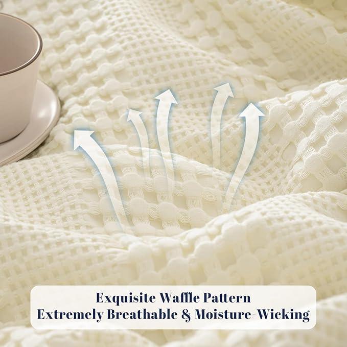 PHF Cooling Waffle Blanket California King Size, Lightweight 60% Rayon Derived from Bamboo & 40% Cotton Breathable Blanket for Hot Sleepers, Soft and Luxury for Bed Couch and Sofa, 110
