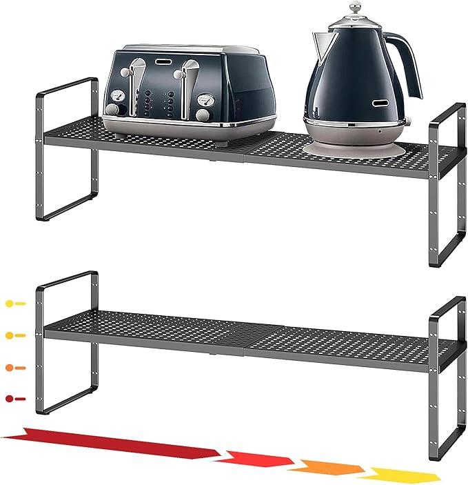 Hole Pattern Expandable Shelf Organizer,2Pack 8.1