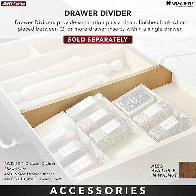 Rev-A-Shelf Trim-to-Fit Silverware Drawer Organizer For Kitchen Utensils, Cutlery Cabinet Storage Divider Insert, 33