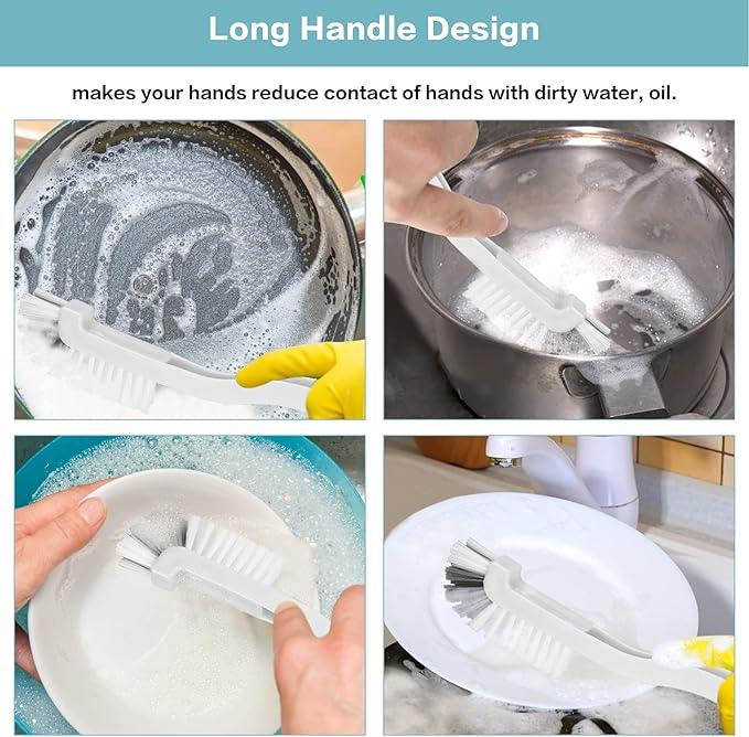 8 Pcs Dish Brush Bottle Bathroom Scrub Brushes Kitchen Cleaning Brush Right Angle Kitchen Brush Sink Household Pot Pan Edge Corners Tile Lines Brush with Stiff Bristles