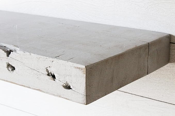 Urban Legacy Reclaimed Barn Joist Deep Floating Shelves | Deep Shelves with Low Profile Shelf Bracket with High Weight Capacity, Set of 2 (36
