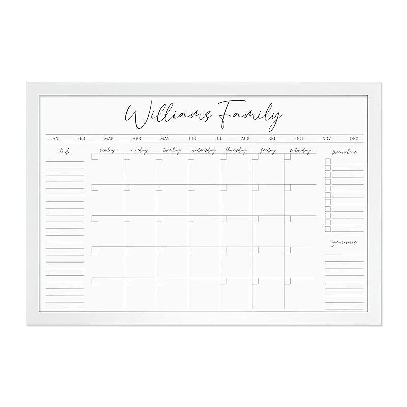 Personalized Dry Erase Wall Calendar with Custom To do list and Notes Organization Sections | Large Whiteboard Calendar (36