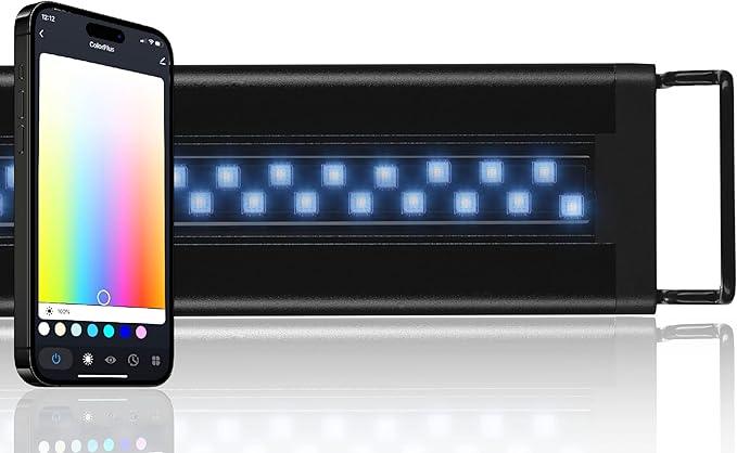 CURRENT USA ColorPlus Smart LED Aquarium Light 36 inch with App and Voice Control by Alexa & Google Home | Extra Vivid Colors for Freshwater Aquarium Fish Tank and Terrariums| Aluminum (36