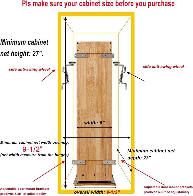 DINDON Pull Out Spice Rack Cabinet Organizer, (8