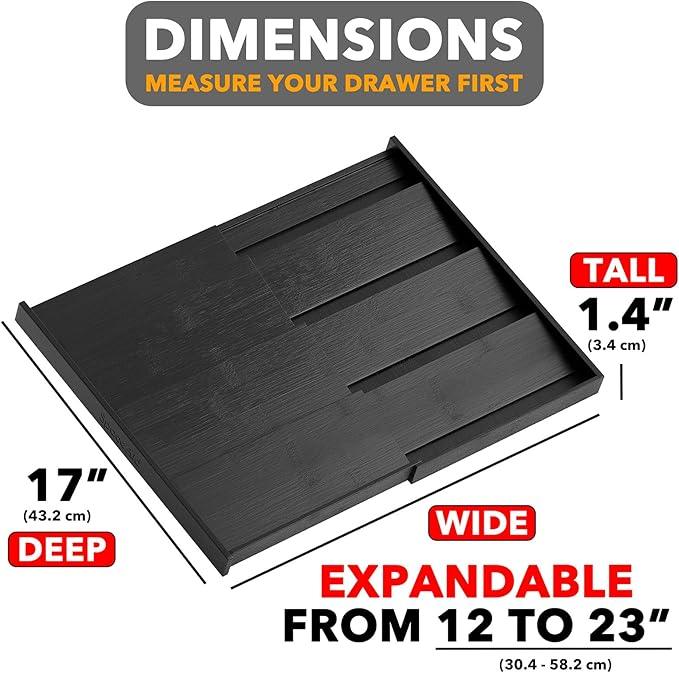 SpaceAid Bamboo Black Spice Drawer Organizer, (Need 3