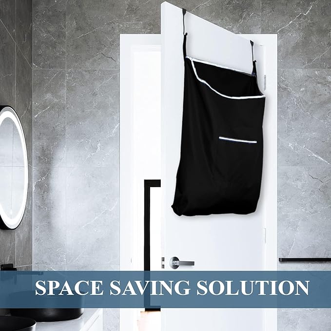 The Fine Living Co. X-Large Hanging Laundry Hamper with Over Door Hooks & Adhesive,Durable Space Saving Laundry Bag with Zipper and Wide Open Top,Hanging Dorm Laundry Hamper 20